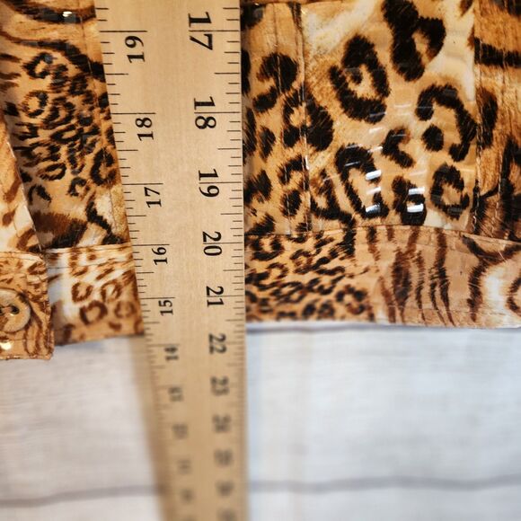 Ruby Red Jacket Size 10 Cheetah Animal Button Up Wet Look - Picture 5 of 6